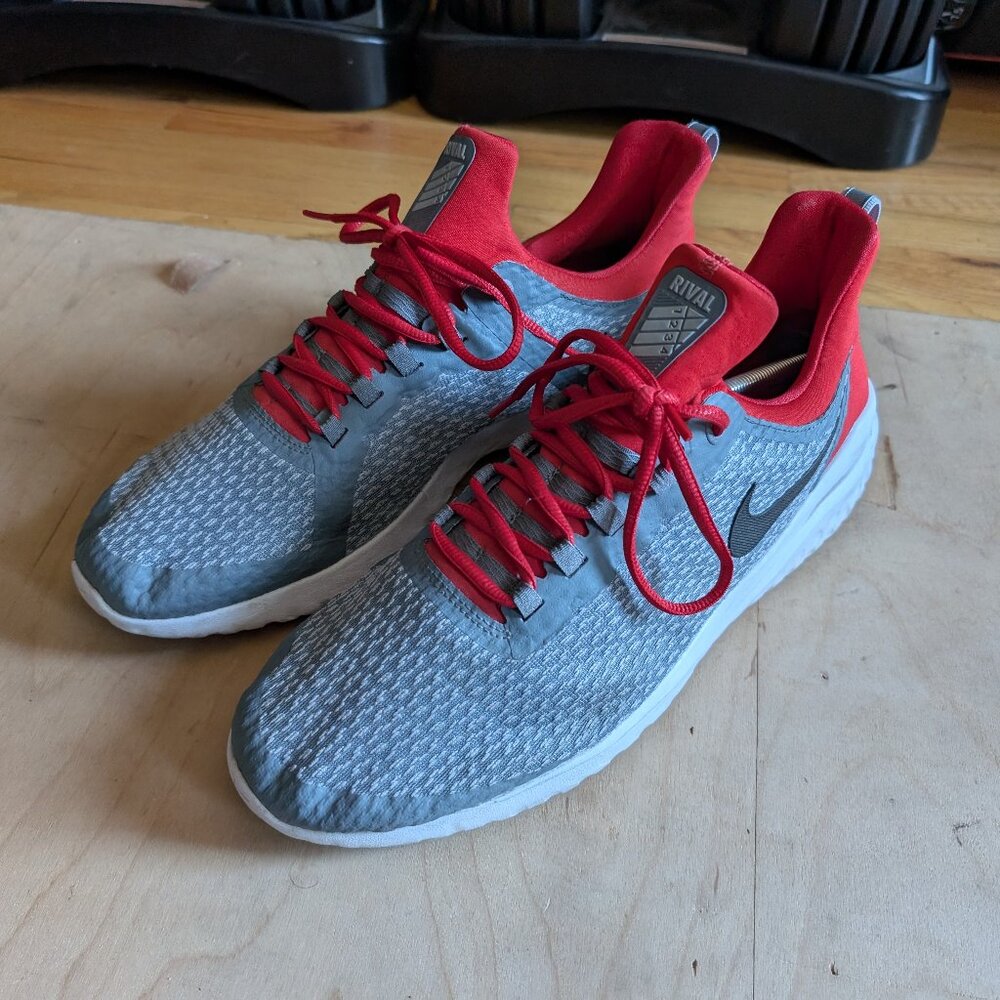 Nike Renew Rival Athletic Shoes Gray Red Lace Up AA7400-004  Men's Sz 13